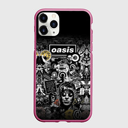 Чехол iPhone 11 Pro матовый Большой принт группы OASIS, цвет: 3D-малиновый
