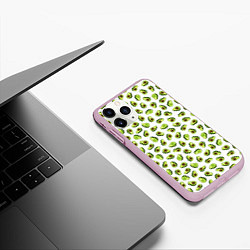 Чехол iPhone 11 Pro матовый Смешное авокадо на белом фоне, цвет: 3D-розовый — фото 2
