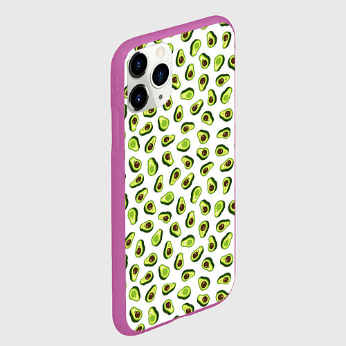 Чехол iPhone 11 Pro матовый Смешное авокадо на белом фоне / 3D-Фиолетовый – фото 2