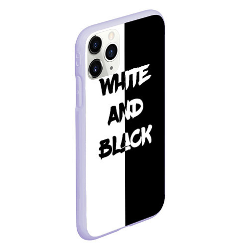 Чехол iPhone 11 Pro матовый White and Black Белое и Чёрное / 3D-Светло-сиреневый – фото 2