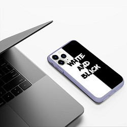 Чехол iPhone 11 Pro матовый White and Black Белое и Чёрное, цвет: 3D-светло-сиреневый — фото 2