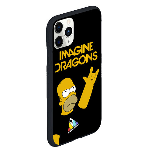 Чехол iPhone 11 Pro матовый Imagine Dragons Гомер Симпсон Рокер / 3D-Черный – фото 2