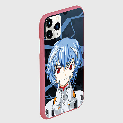 Чехол iPhone 11 Pro матовый Евангелион - пилот Рей Аянами / 3D-Малиновый – фото 2