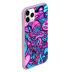 Чехол iPhone 11 Pro матовый Яркая абстракция голубой и розовый фон, цвет: 3D-розовый — фото 2