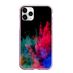 Чехол iPhone 11 Pro матовый Брызги сухих красок, цвет: 3D-розовый