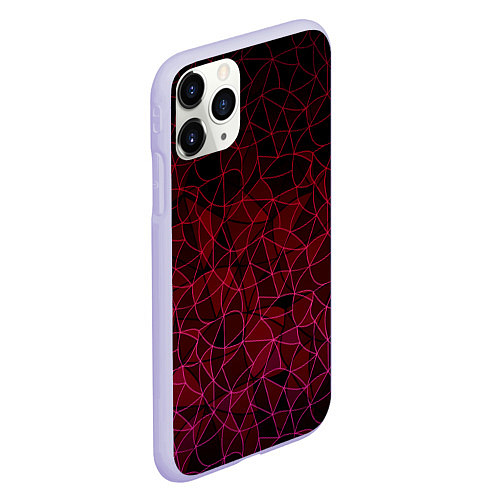 Чехол iPhone 11 Pro матовый Темно-красный абстрактный узор / 3D-Светло-сиреневый – фото 2