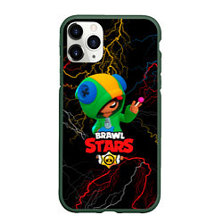 Чехол iPhone 11 Pro матовый Brawl Stars Leon Молнии, цвет: 3D-темно-зеленый