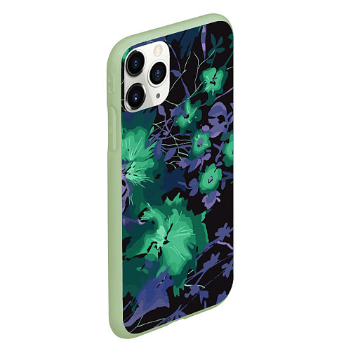 Чехол iPhone 11 Pro матовый Цветочная авангардная композиция / 3D-Салатовый – фото 2