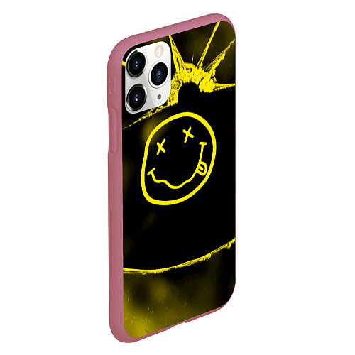 Чехол iPhone 11 Pro матовый Нирвана nirvana разбитое стекло / 3D-Малиновый – фото 2