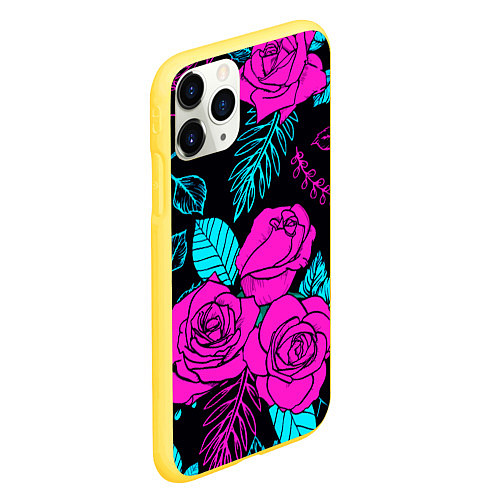 Чехол iPhone 11 Pro матовый Авангардный паттерн из роз Лето / 3D-Желтый – фото 2