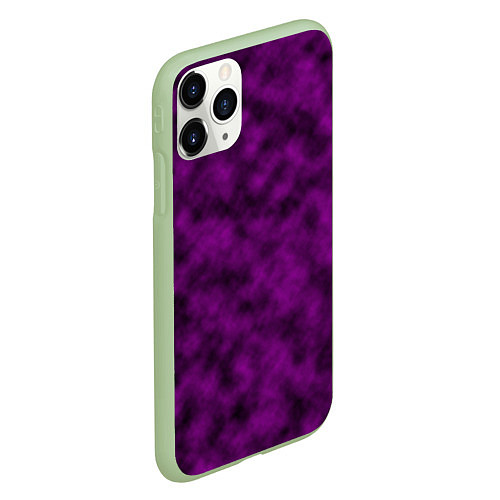 Чехол iPhone 11 Pro матовый Черно-пурпурная облачность / 3D-Салатовый – фото 2