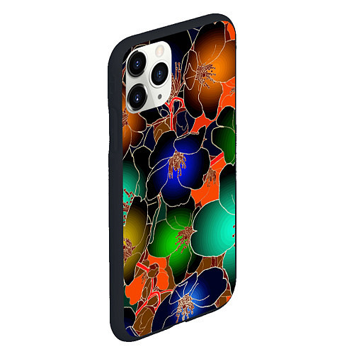 Чехол iPhone 11 Pro матовый Vanguard floral pattern Summer night Fashion trend / 3D-Черный – фото 2