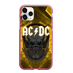 Чехол iPhone 11 Pro матовый AC DC SKULL ROCK, цвет: 3D-малиновый