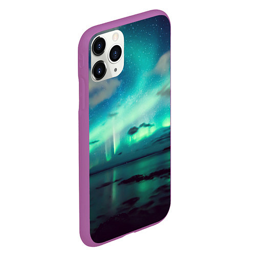 Чехол iPhone 11 Pro матовый Aurora borealis / 3D-Фиолетовый – фото 2