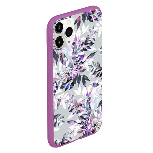 Чехол iPhone 11 Pro матовый Цветы Серый Букет / 3D-Фиолетовый – фото 2