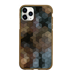 Чехол iPhone 11 Pro матовый Геометрический 3D узор в серых и коричневых тонах, цвет: 3D-коричневый