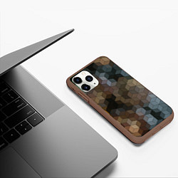 Чехол iPhone 11 Pro матовый Геометрический 3D узор в серых и коричневых тонах, цвет: 3D-коричневый — фото 2