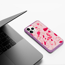 Чехол iPhone 11 Pro матовый 3D hearts, цвет: 3D-фиолетовый — фото 2