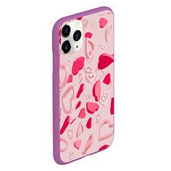 Чехол iPhone 11 Pro матовый 3D hearts, цвет: 3D-фиолетовый — фото 2