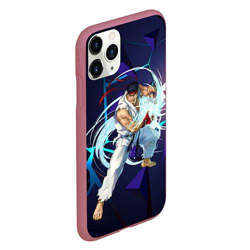 Чехол iPhone 11 Pro матовый Рю-Street Fighter / 3D-Малиновый – фото 2