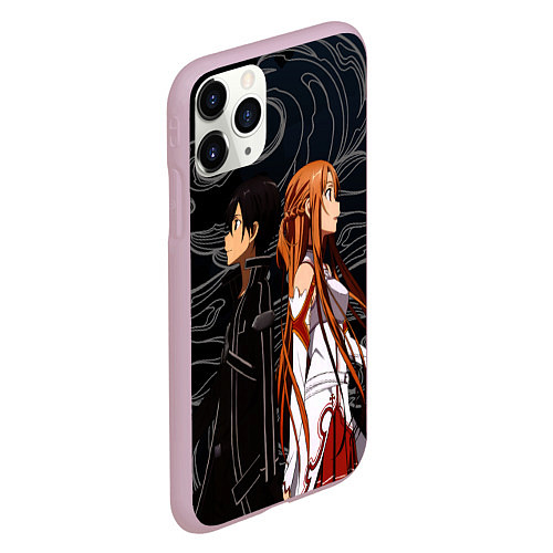 Чехол iPhone 11 Pro матовый Кирито и Асуна - Sword Art Online / 3D-Розовый – фото 2