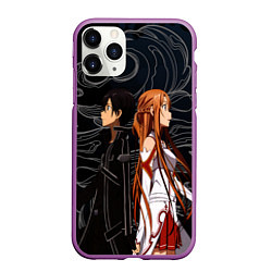 Чехол iPhone 11 Pro матовый Кирито и Асуна - Sword Art Online, цвет: 3D-фиолетовый