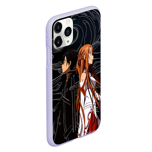 Чехол iPhone 11 Pro матовый Кирито и Асуна - Sword Art Online / 3D-Светло-сиреневый – фото 2