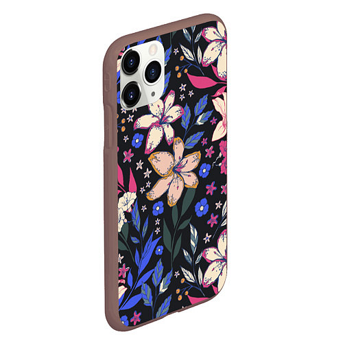 Чехол iPhone 11 Pro матовый Цветы Красочные Лилии В Саду / 3D-Коричневый – фото 2
