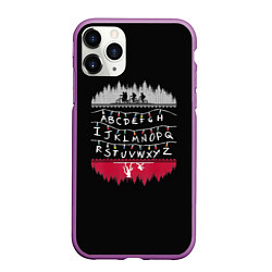 Чехол iPhone 11 Pro матовый Stranger Things Латиница, цвет: 3D-фиолетовый