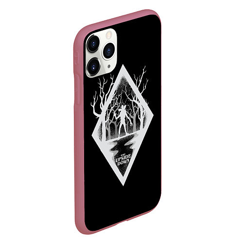 Чехол iPhone 11 Pro матовый Welcome to the Upside Down Stranger Things / 3D-Малиновый – фото 2