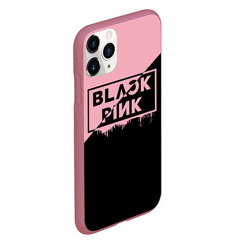 Чехол iPhone 11 Pro матовый BLACKPINK BIG LOGO / 3D-Малиновый – фото 2