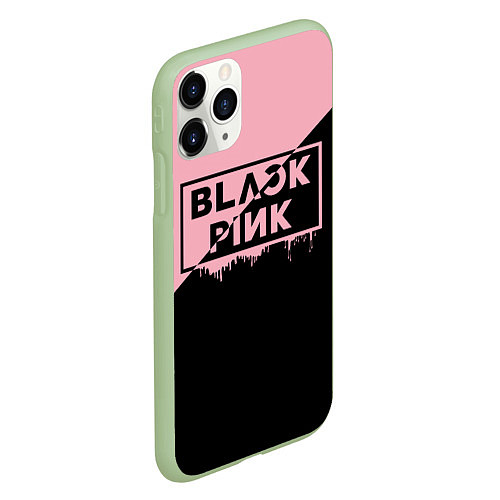 Чехол iPhone 11 Pro матовый BLACKPINK BIG LOGO / 3D-Салатовый – фото 2
