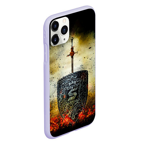 Чехол iPhone 11 Pro матовый Skillet щит и меч / 3D-Светло-сиреневый – фото 2