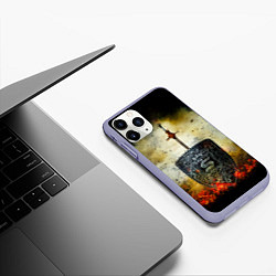 Чехол iPhone 11 Pro матовый Skillet щит и меч, цвет: 3D-светло-сиреневый — фото 2