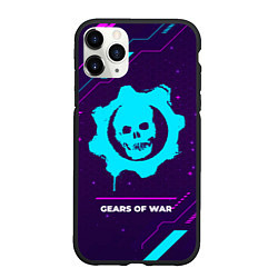 Чехол iPhone 11 Pro матовый Символ Gears of War в неоновых цветах на темном фо, цвет: 3D-черный