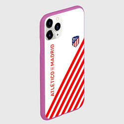 Чехол iPhone 11 Pro матовый Atletico madrid красные полосы, цвет: 3D-фиолетовый — фото 2