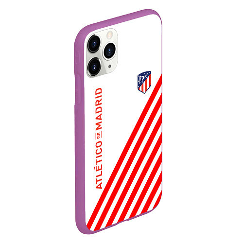 Чехол iPhone 11 Pro матовый Atletico madrid красные полосы / 3D-Фиолетовый – фото 2