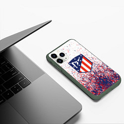 Чехол iPhone 11 Pro матовый Atletico madrid logo брызги красок, цвет: 3D-темно-зеленый — фото 2