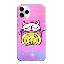 Чехол iPhone 11 Pro матовый Абстрактный круглый котик, цвет: 3D-сиреневый