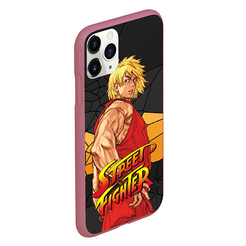 Чехол iPhone 11 Pro матовый Кен Мастерс - Street Fighter / 3D-Малиновый – фото 2