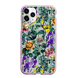 Чехол iPhone 11 Pro матовый Цветы Летний Орнамент, цвет: 3D-розовый