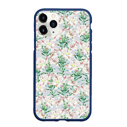 Чехол iPhone 11 Pro матовый Цветы Нежные Лилии, цвет: 3D-тёмно-синий