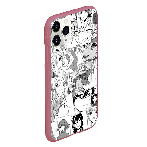 Чехол iPhone 11 Pro матовый Horimiya pattern / 3D-Малиновый – фото 2