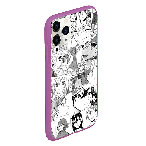 Чехол iPhone 11 Pro матовый Horimiya pattern / 3D-Фиолетовый – фото 2