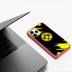 Чехол iPhone 11 Pro матовый Borussia texture, цвет: 3D-красный — фото 2