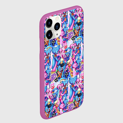 Чехол iPhone 11 Pro матовый POPPY PLAYTIME HAGGY WAGGY AND KISSY MISSY LOVE / 3D-Фиолетовый – фото 2