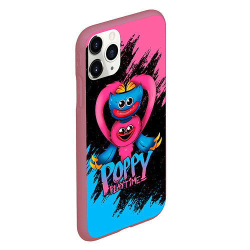 Чехол iPhone 11 Pro матовый GAME POPPY PLAYTIME HAGGY WAGGY AND KISSY MISSY / 3D-Малиновый – фото 2