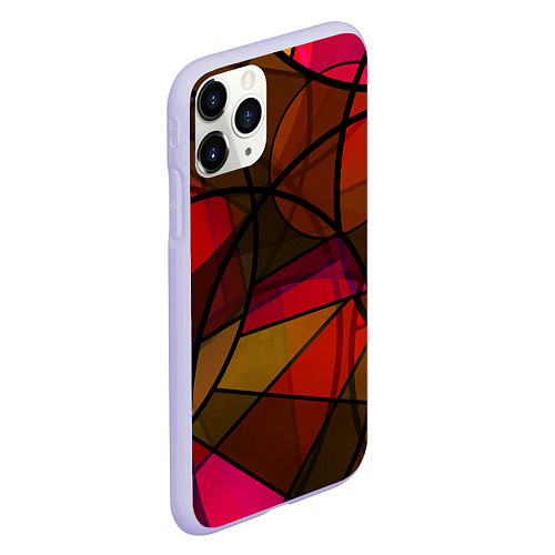 Чехол iPhone 11 Pro матовый Абстрактный узор в оранжево-красных тонах / 3D-Светло-сиреневый – фото 2