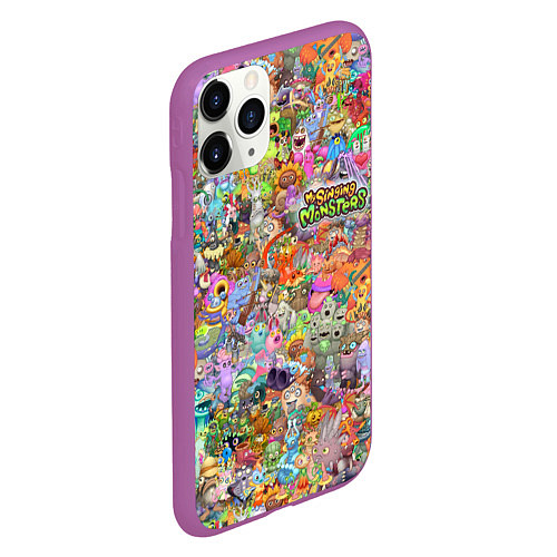 Чехол iPhone 11 Pro матовый MY SINGING MONSTERS Все персонажи / 3D-Фиолетовый – фото 2