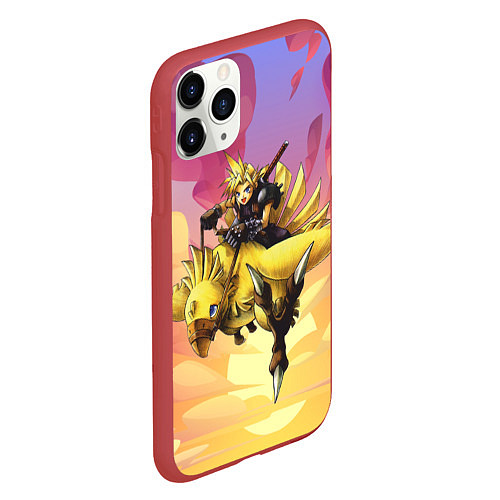 Чехол iPhone 11 Pro матовый Клауд Страйф из Final Fantasy / 3D-Красный – фото 2